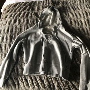 Grey lace up hoodie